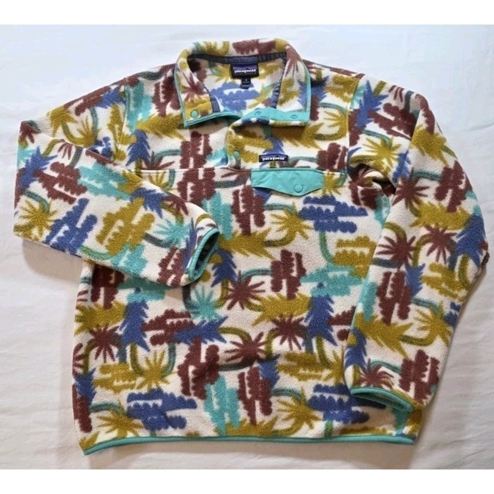 Patagonia Snap-T Synchilla Fleece Pullover Desert Cactus Tree Pattern Men's Med